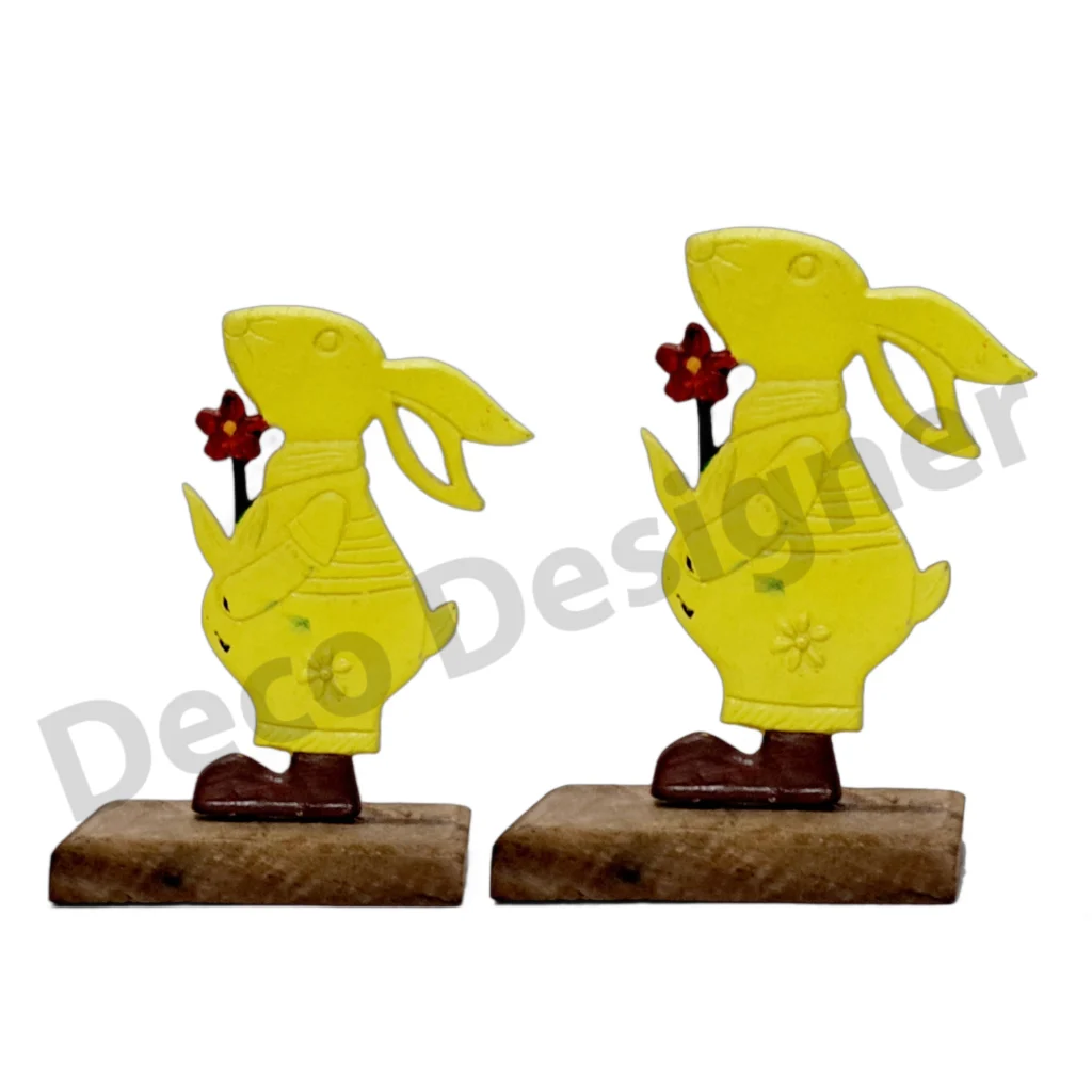 EA1737 - Easter Rabbit Decoration on Wood Base