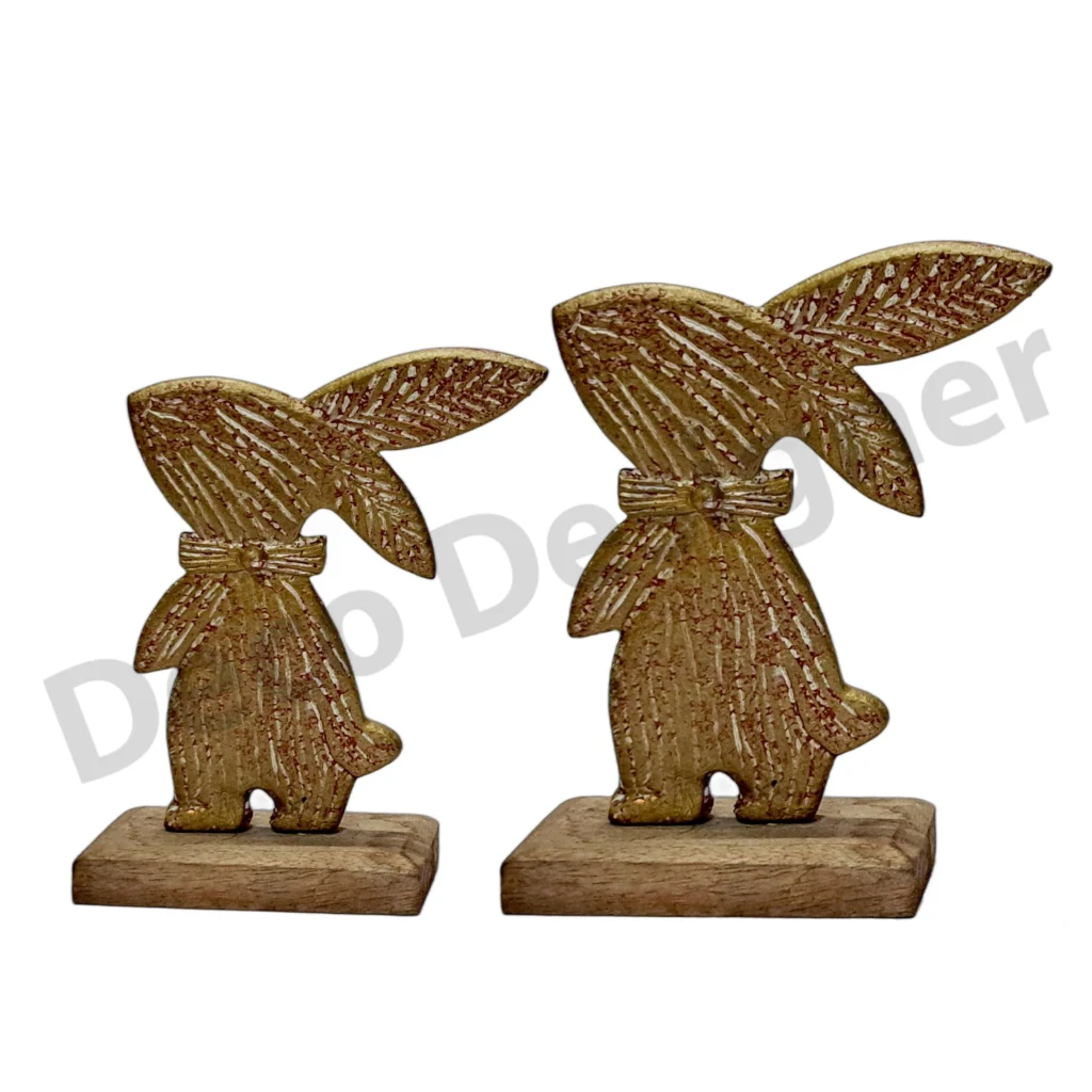 EA1744 - Easter Rabbit Decoration on Wood Base