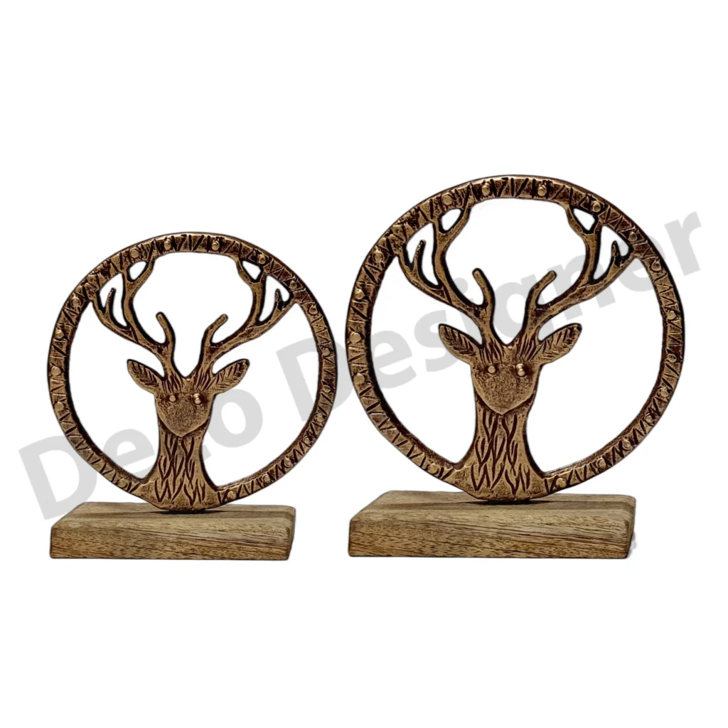 EA1771 - Easter Deer Face Decoration on Wood Base