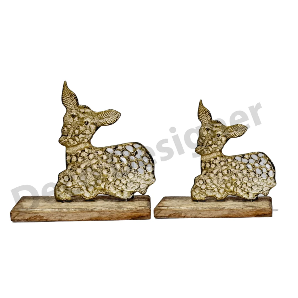 EA1789 - Easter Deer Decoration on Wood Base