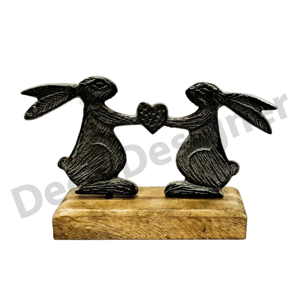 EA1801 - Easter Bunny Couple Decoration on Wood Base