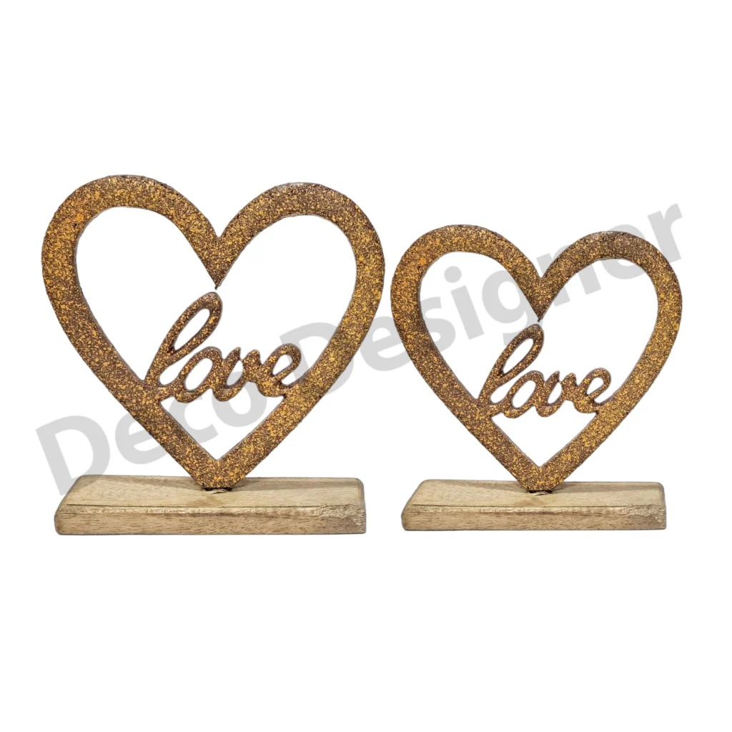 EA1823 - Easter Love in Heart Decoration on Wood Base