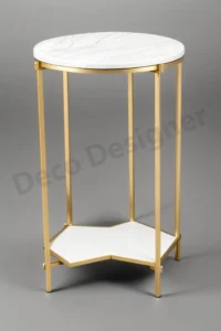 TB6543 - Modern Metal Gold Finish Marble Side Table