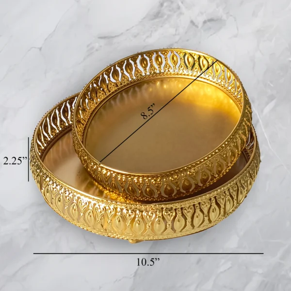 Golden decorative platter set for festive gifting and home decoration